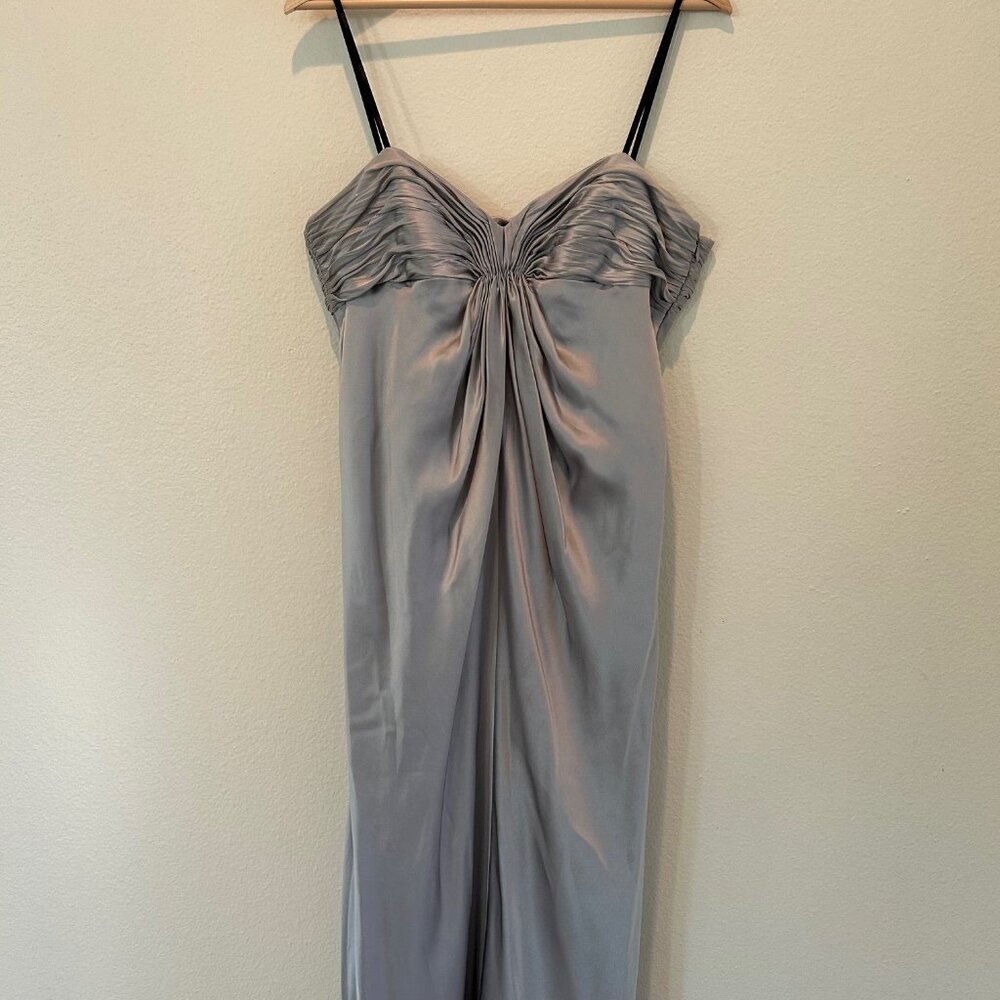 Laundry Black Label 100% Silk Strapless Evening Gown SZ12 Silver Wedding Events - Picture 13 of 15